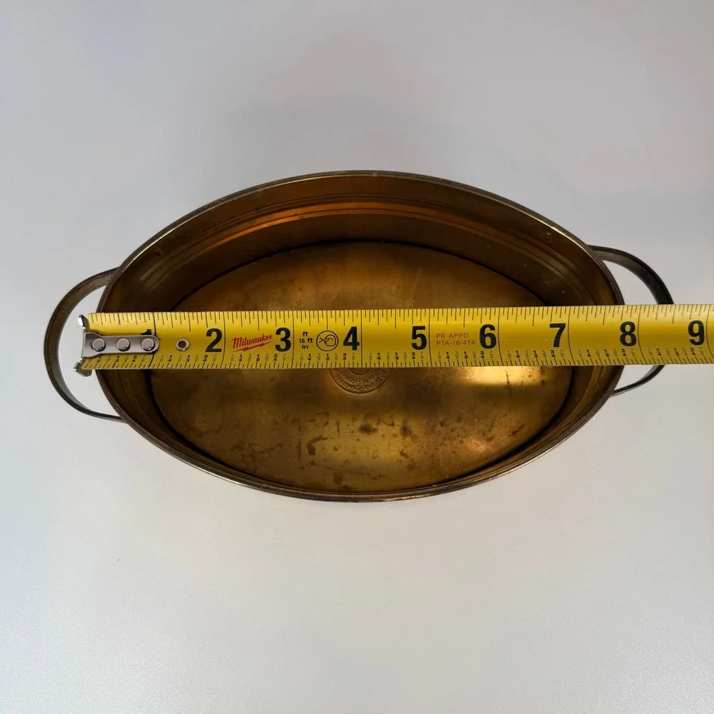 Vintage Brass Oval Planter Pot with Handles‎ Decorative Accent